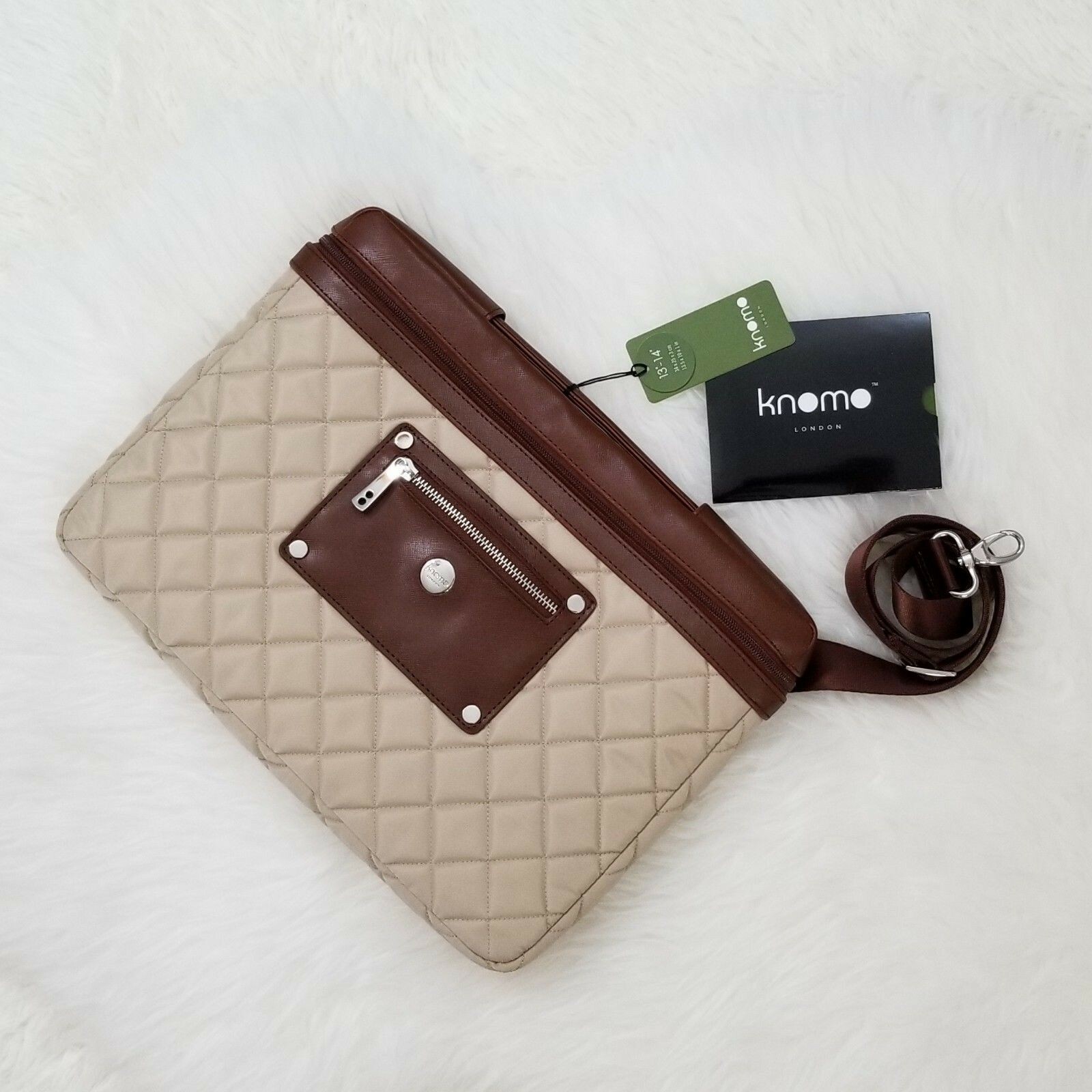 NEW KNOMO OF LONDON BAYSWATER 13-14" SLIM LAPTOP/TABLET BAG/SLEEVE PARCHMENT