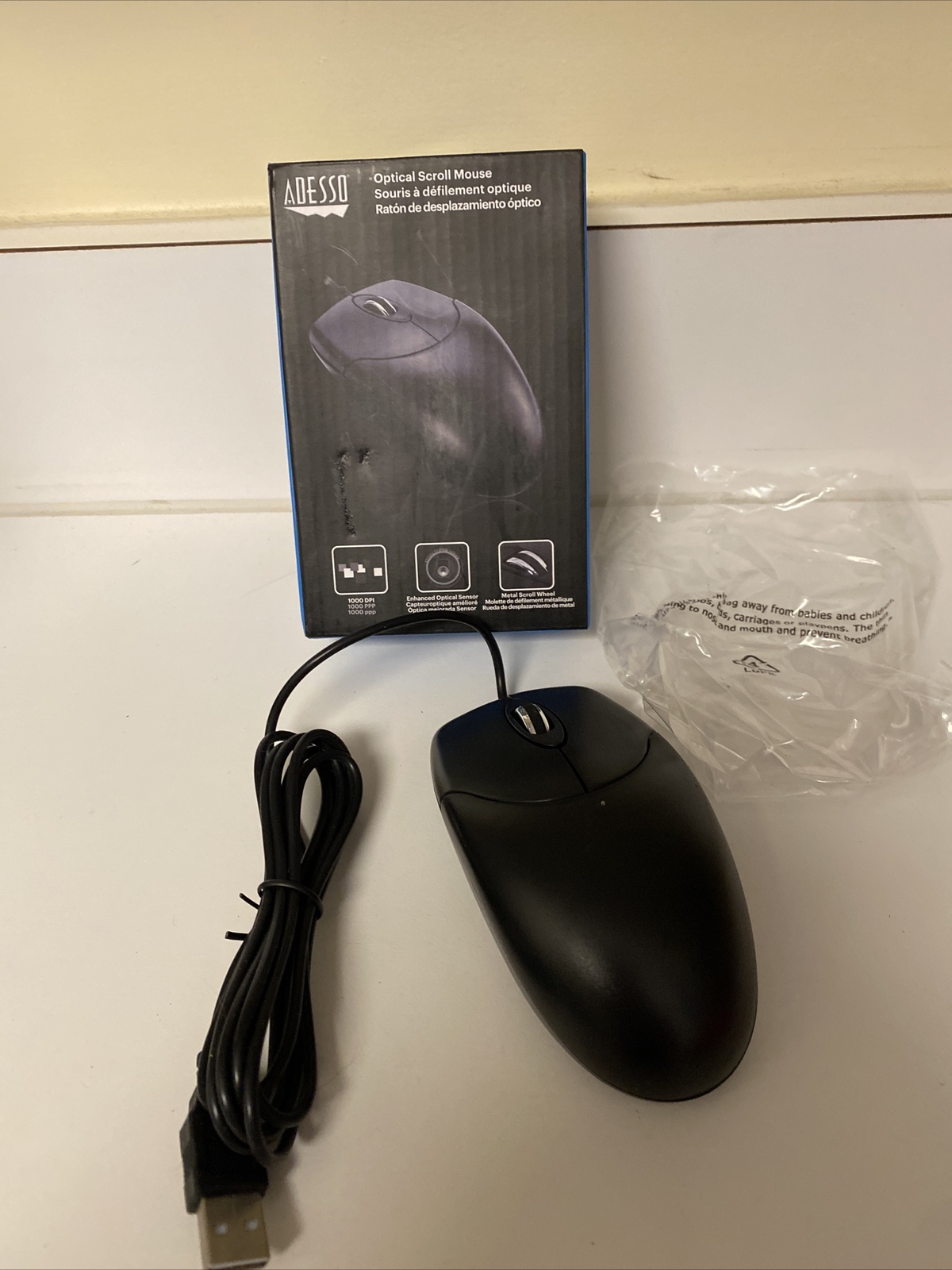 Adesso HC-3003US 3-Button Optical USB PC Computer Mouse (Black)