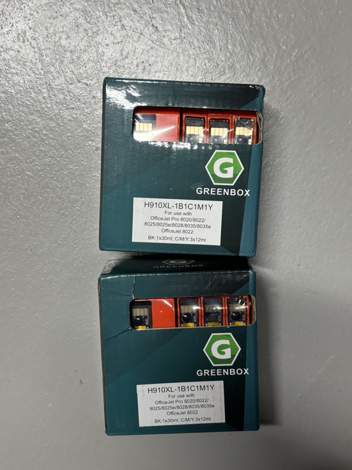 The Greenbox Replacement Ink Cartridges two BK1x30ml and C/M/Y 3x12ml 
