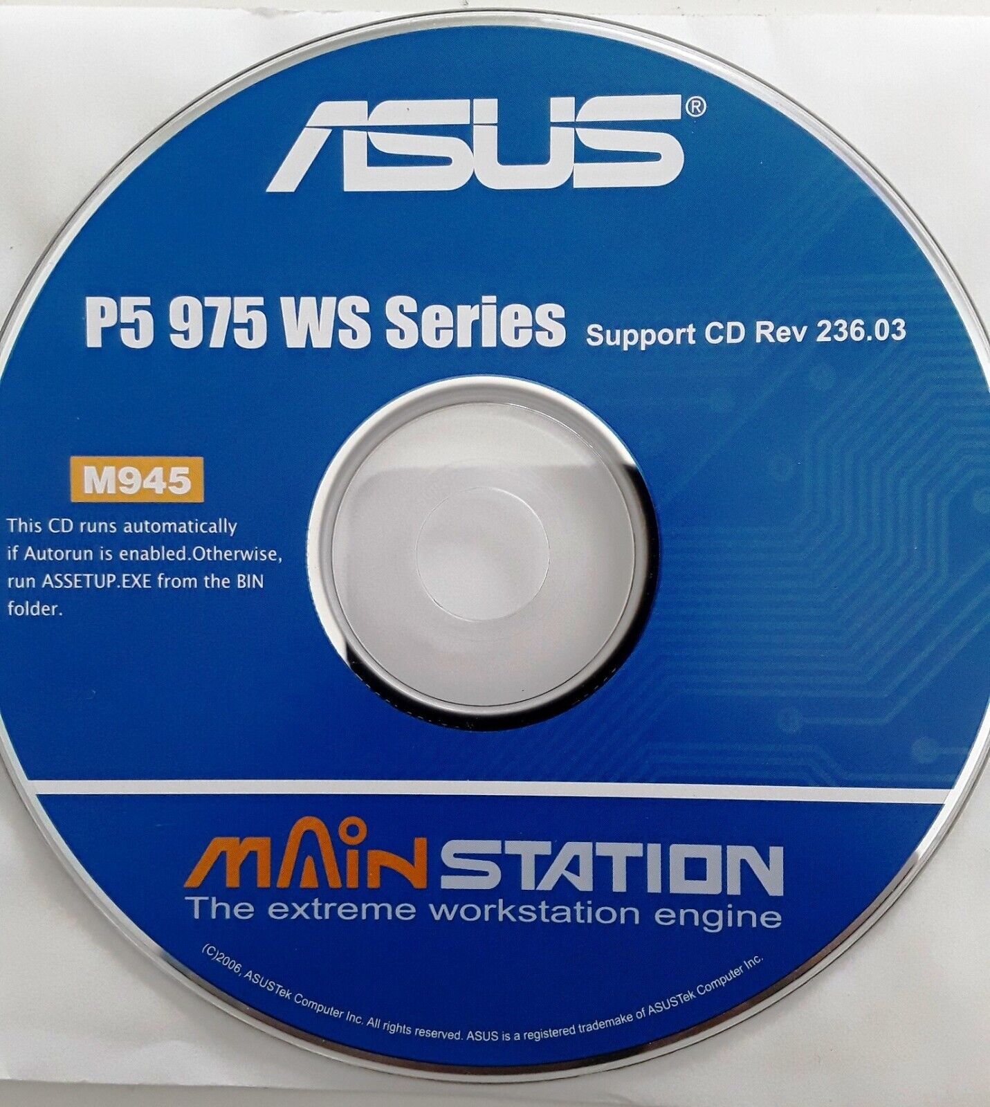 Asus P5 975 WS Series Motherboard Drivers Software CD & Bonus Multimedia Apps