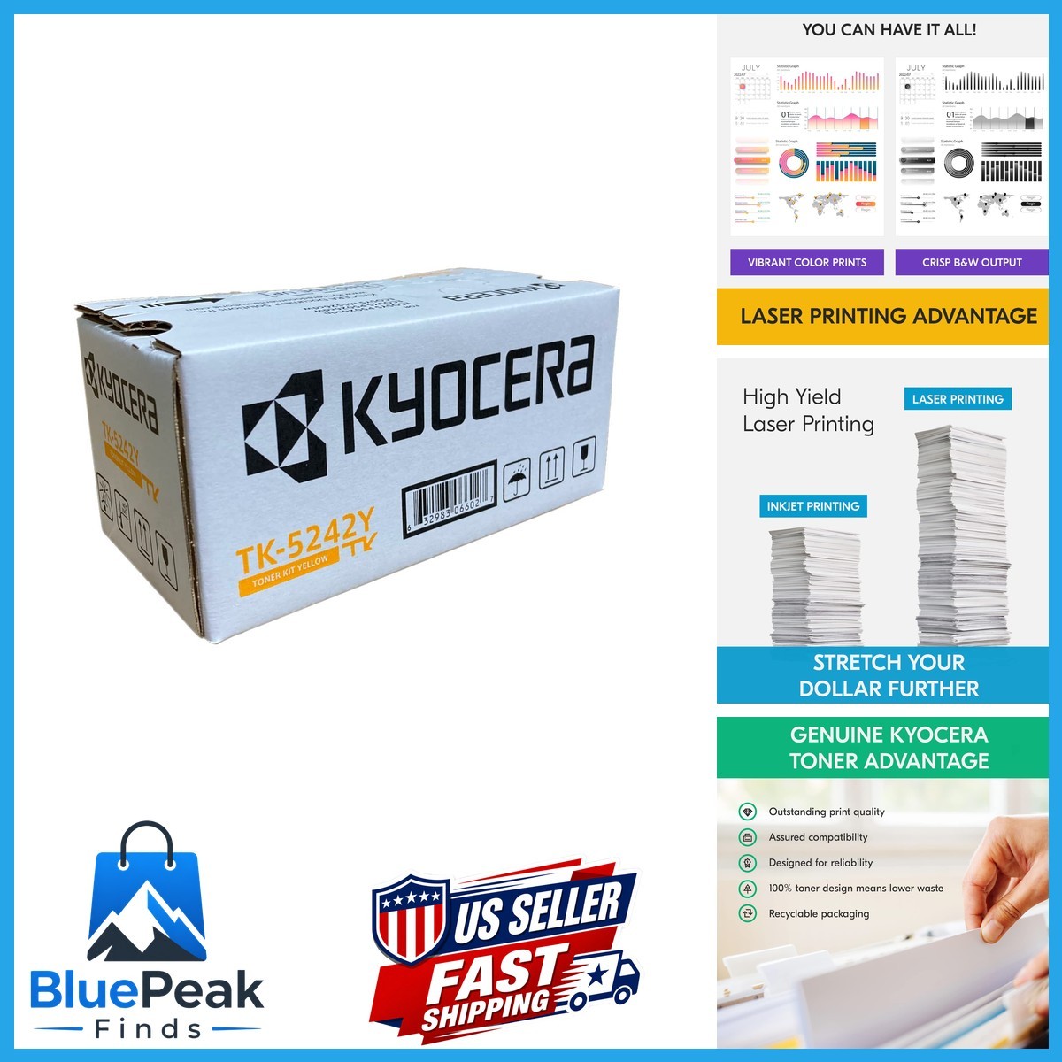 KYOCERA TK-5242Y Yellow Toner Cartridge For M5526cdw/ P5026cdw
