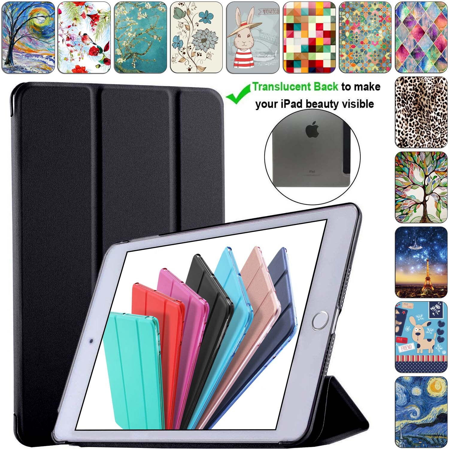 iPad 9.7 Air 5 4 3 2 1 5th 6 7.9 10.2 10.5 10.9 Sleep/Wake PC Cover Starry Night
