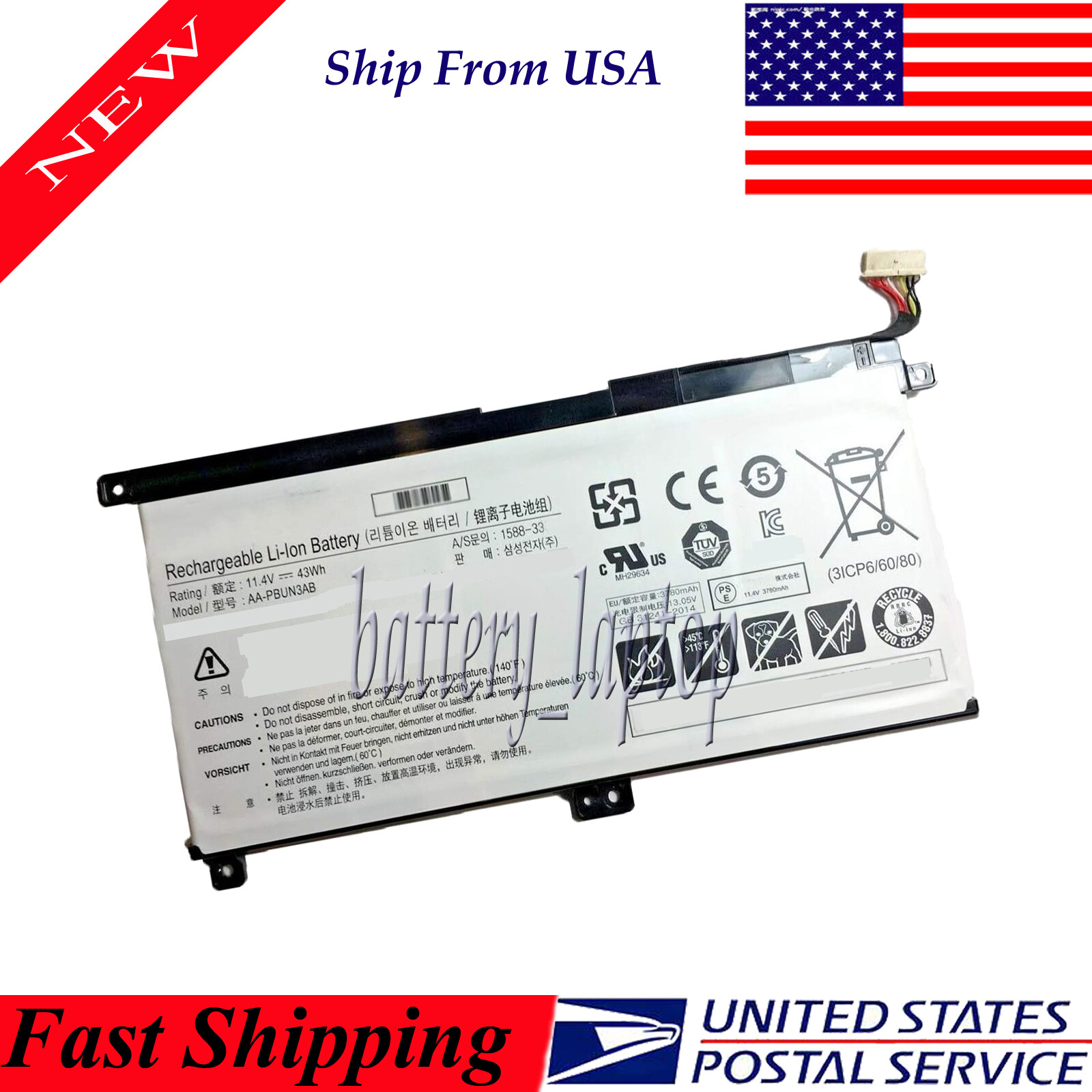 AA-PBUN3QB Laptop Battery for Samsung NP530E5M NP740U3L NP740U5L AA-PBUN3AB
