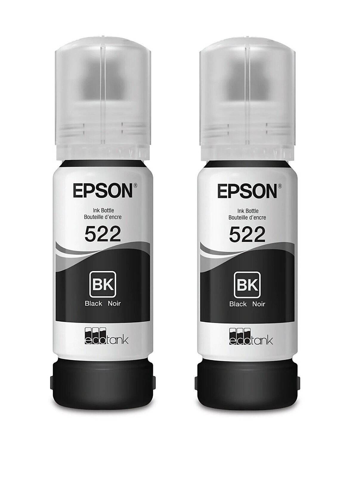 New Genuine Epson 522 T522 Black Ink Bottle for Ecotank - 2 Pack