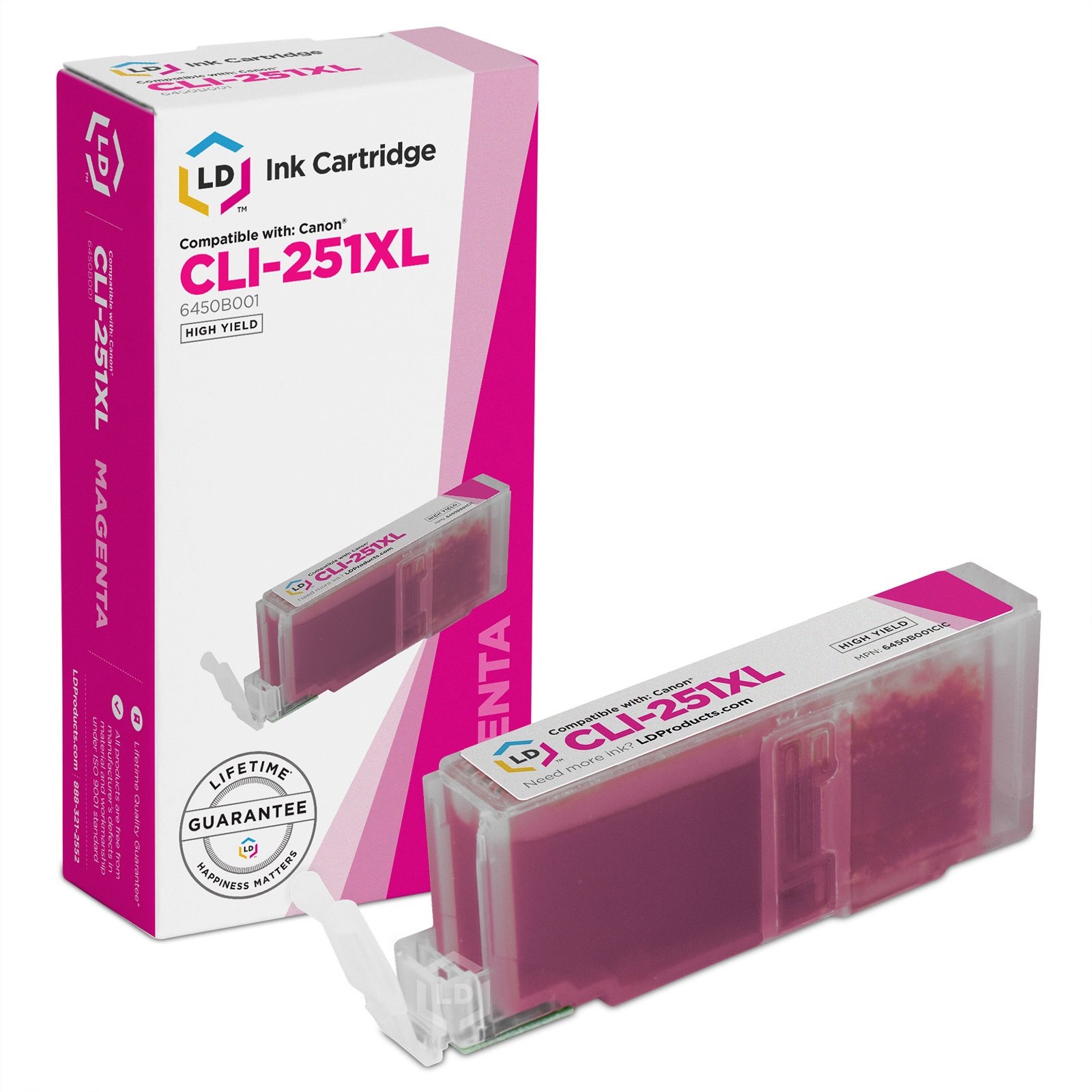 LD 6450B001 CLI251XLM CLI251 Magenta Ink Cartridge for Canon Printer