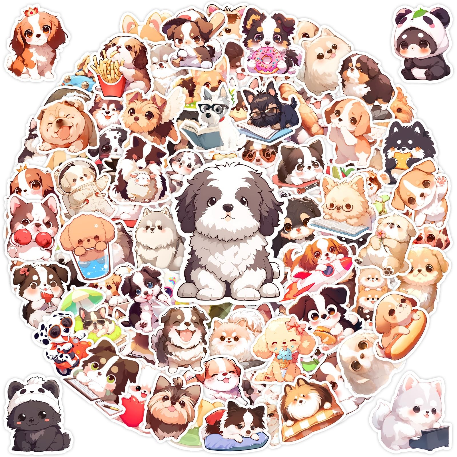 Kiddiburra100 Pcs Cute Cartoon Dog Stickers 100Pcs(Dogs), Sticker
