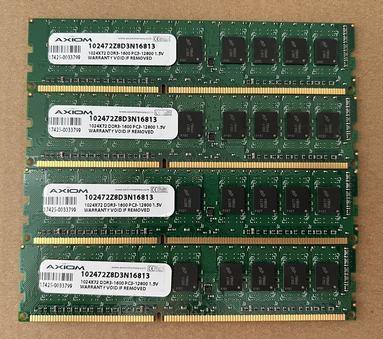 Four Axiom 8GB 1024x72 DDR3-1600 PC3-12800 RAM (32GB Total) LV102472Z8D3N16813