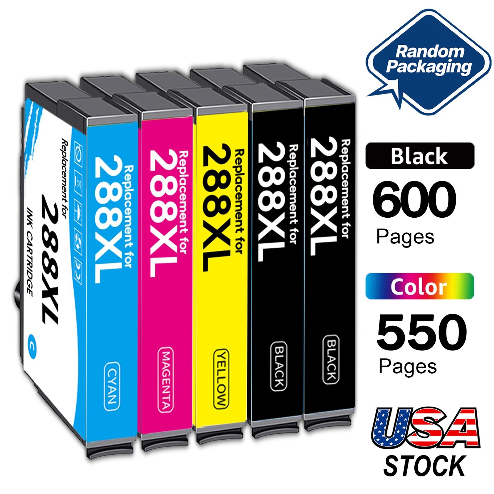 5PK 288XL Ink Cartridge for Epson 288 XP-330 XP-340 XP-430 XP-434 XP-440 XP-446