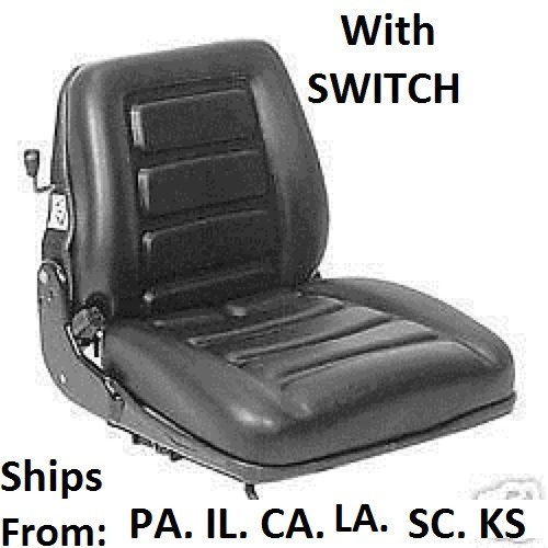 SUSPENSION  WITH SWITCH NEW VINYL FORKLIFT SEAT FITS CLARK CAT HYSTER YALE 