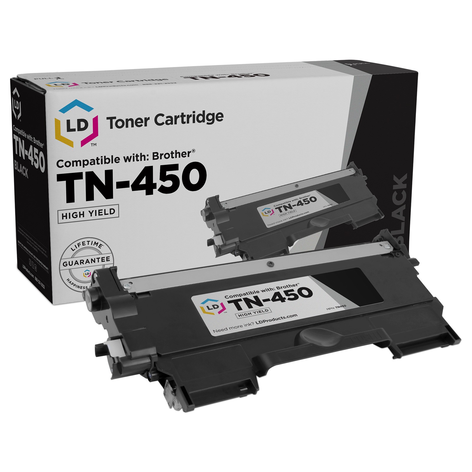 LD Compatible Toner Cartridge Replacement for Brother TN450 High Yield (Black)