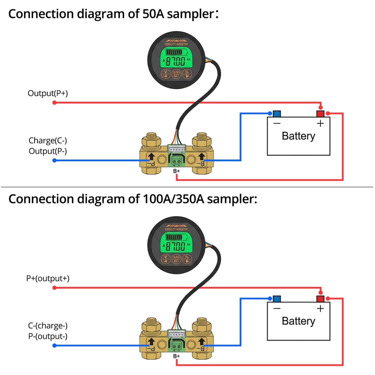 Battery Monitor Voltmeter Ammeter