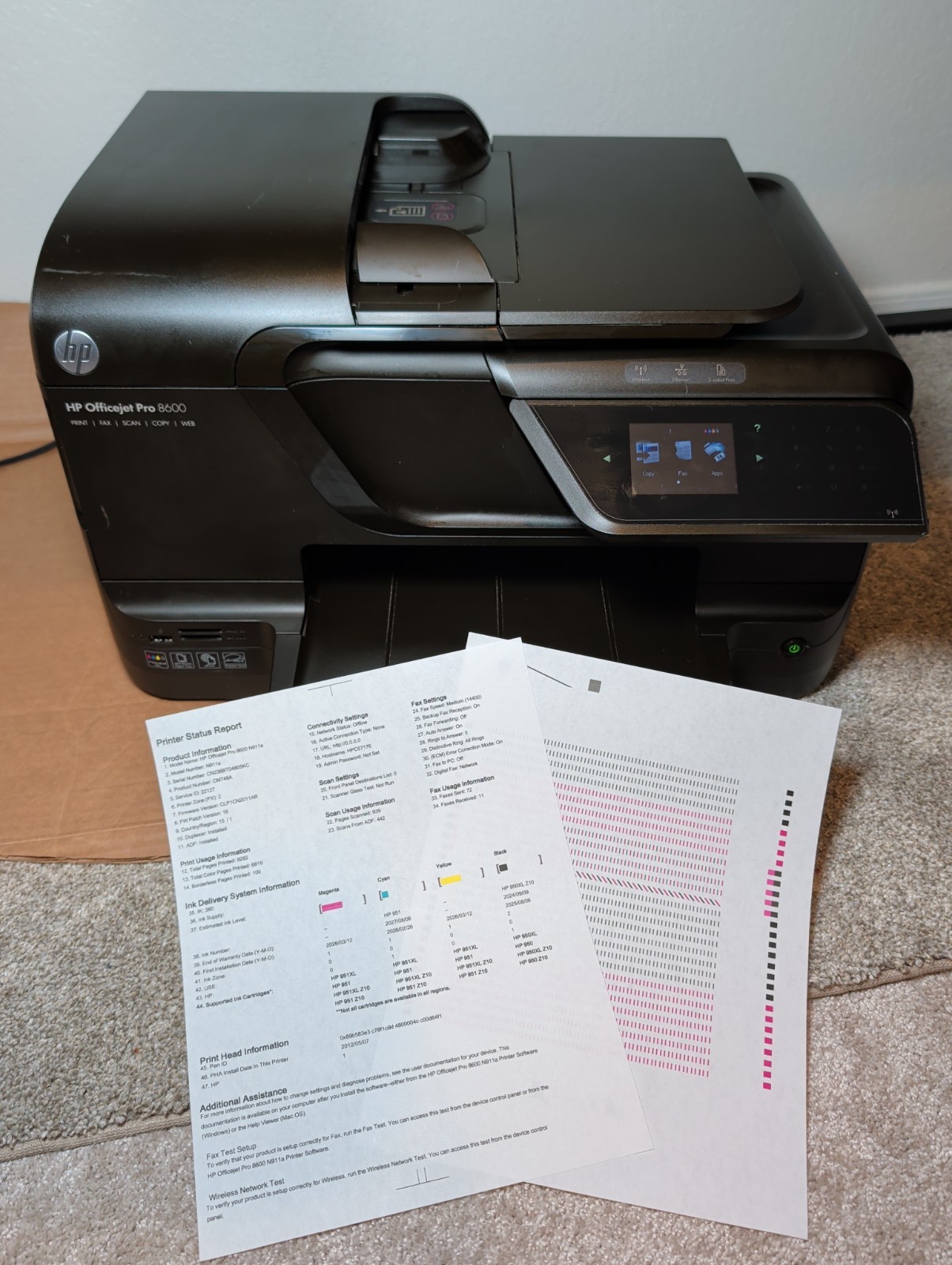 HP Officejet Pro 8600 Plus Wireless All-in-One Printer N911g - FULLY TESTED good