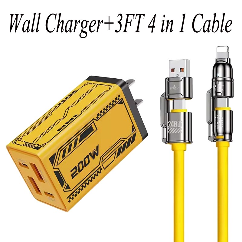 200W Gan Multi Port Charger Dual PD USB For Samsung iPhone Charger Fast Charging