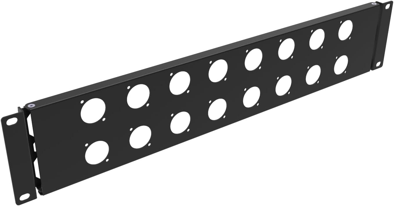 2U Hinged Rack Component Panel with 16 D-Series Punch-Out Holes for 19 inches