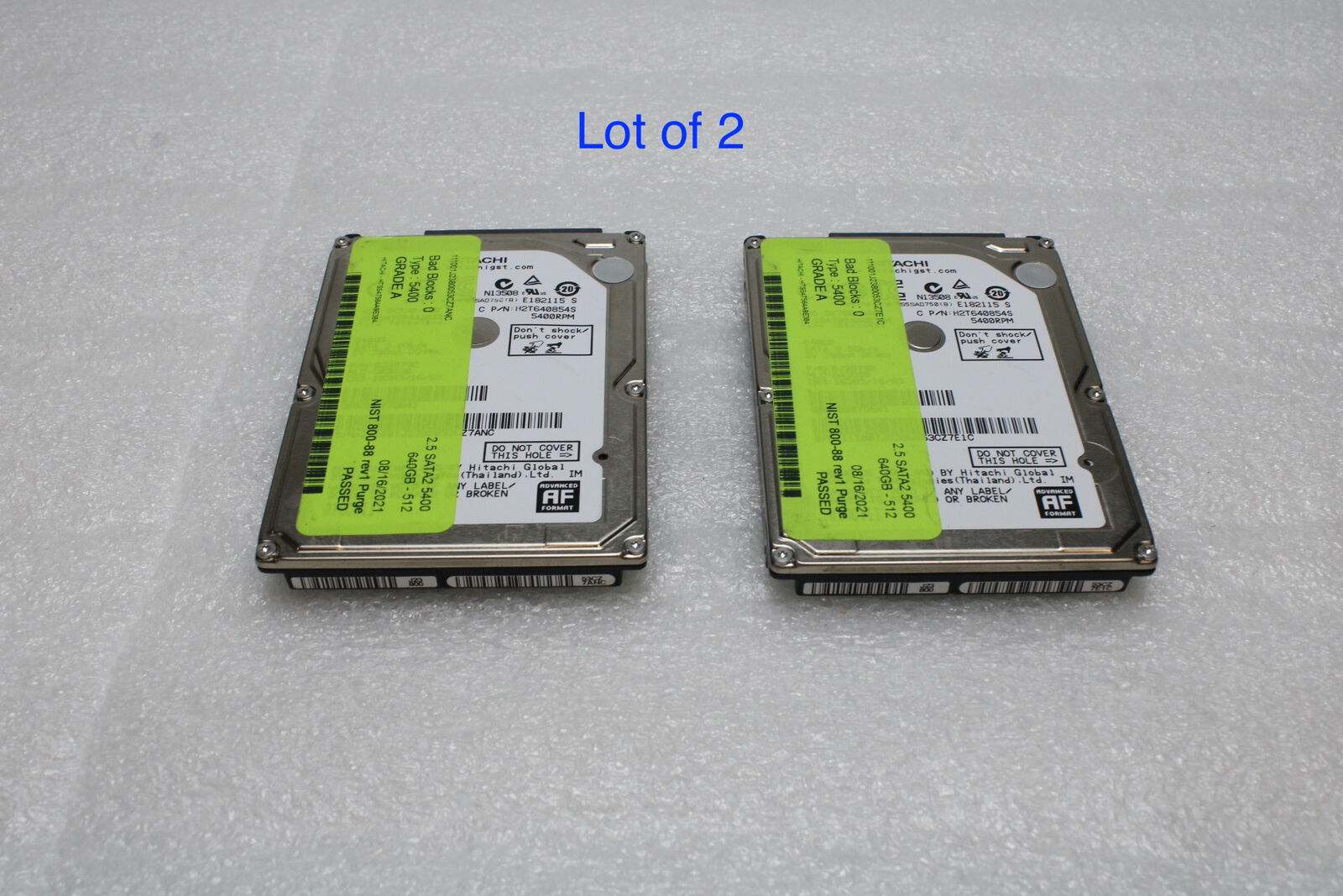 Lot of 2 Hitachi HTS547564A9E384 640GB 2.5 SATA Internal Hard Disk Drive Tested