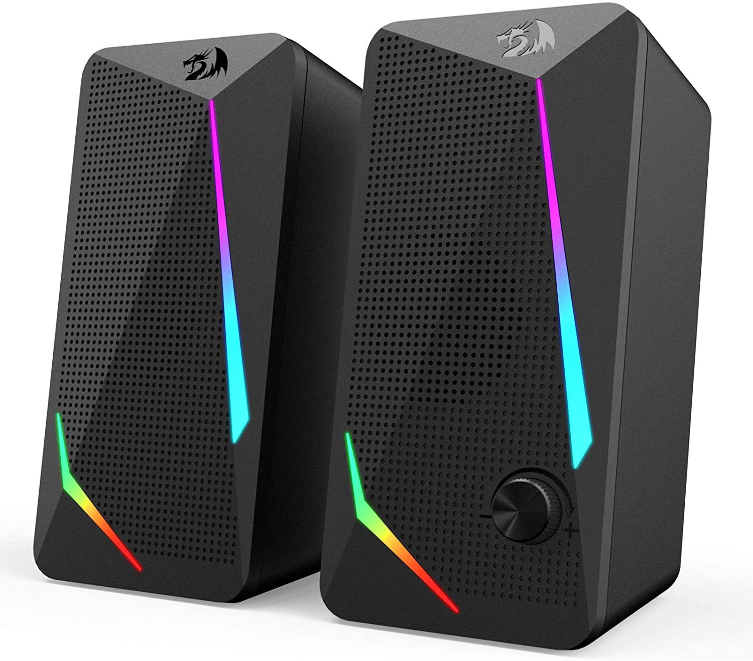 GS510 RGB Desktop Speakers, 2.0 Channel PC Computer Speaker with 4 Colorful LED