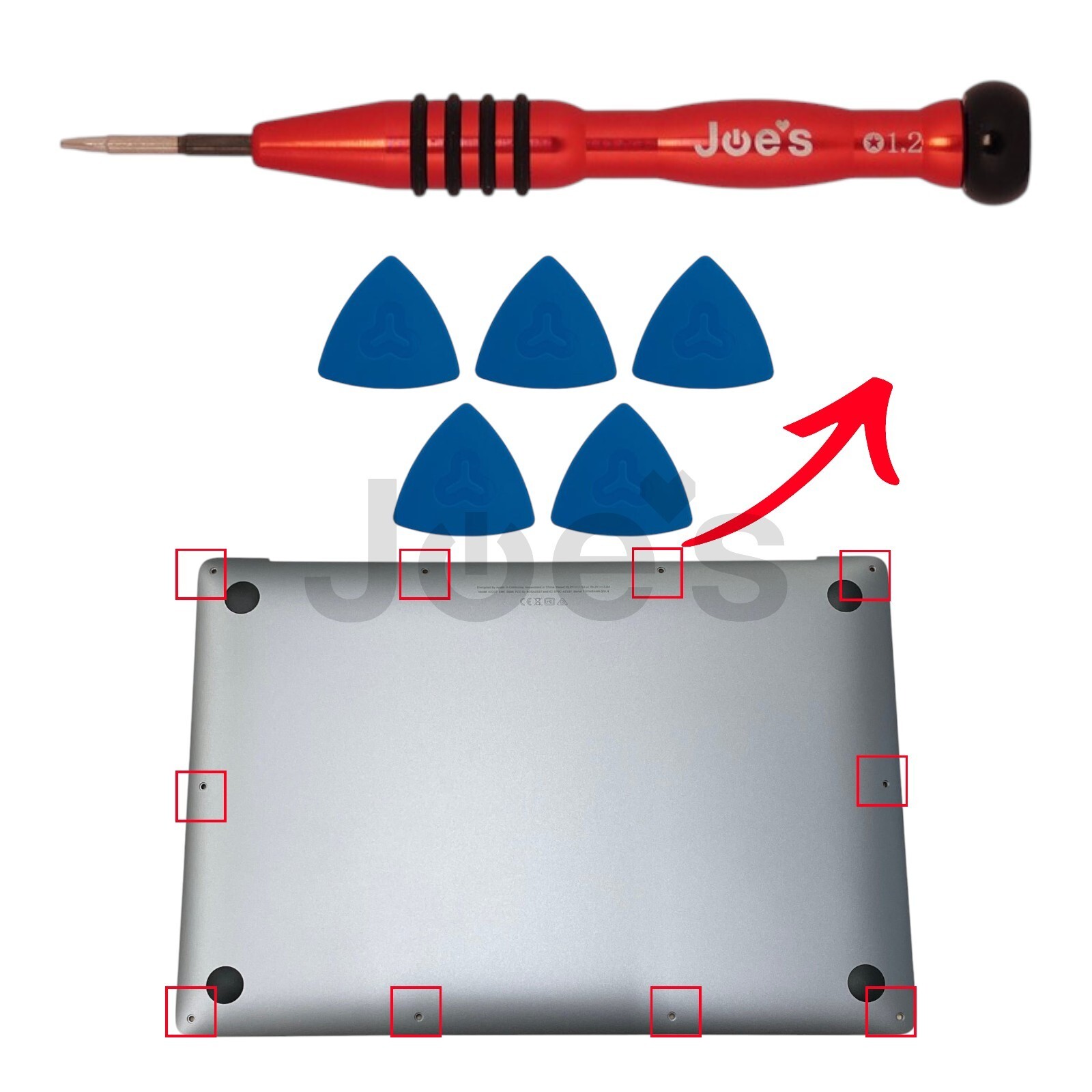 Apple Bottom Case Removal MacBook Pro Air Screwdriver P5 1.2mm (Red) + Pry Tools