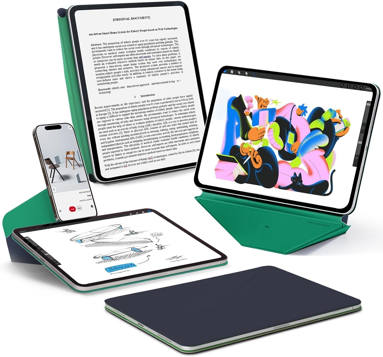 MOFT Dynamic Folio Case iPad Mini 6 7 8.3" Navy Blue Oz Green Magnetic Stand