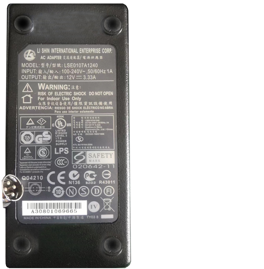 4-Pin Genuine LI SHIN AC Adapter for Li Shin LSE0107A1240 Power Supply Charger