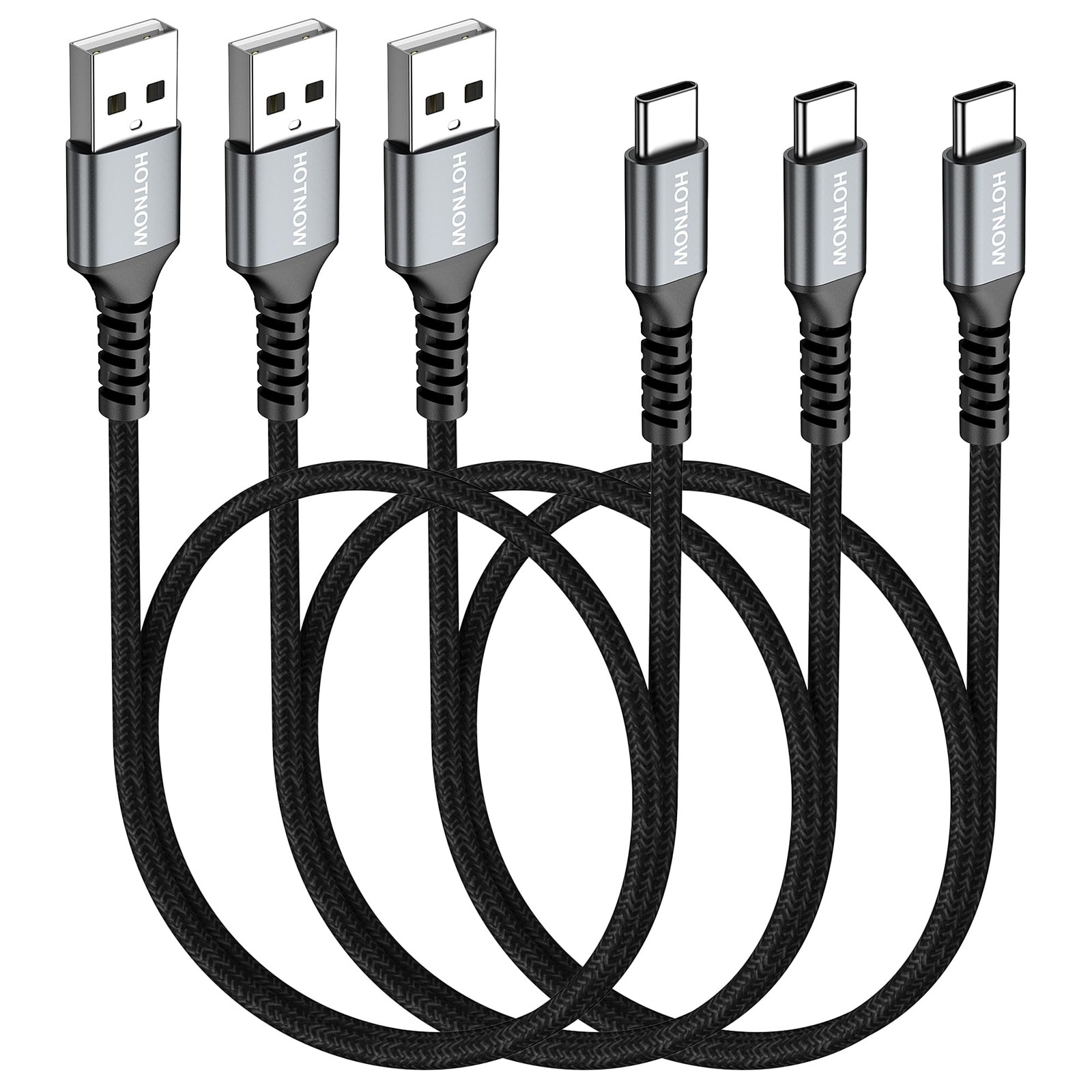 HOTNOW Short USB C Cable 1.5FT 3Pack, 3A to C Fast 1.5FT, Black 