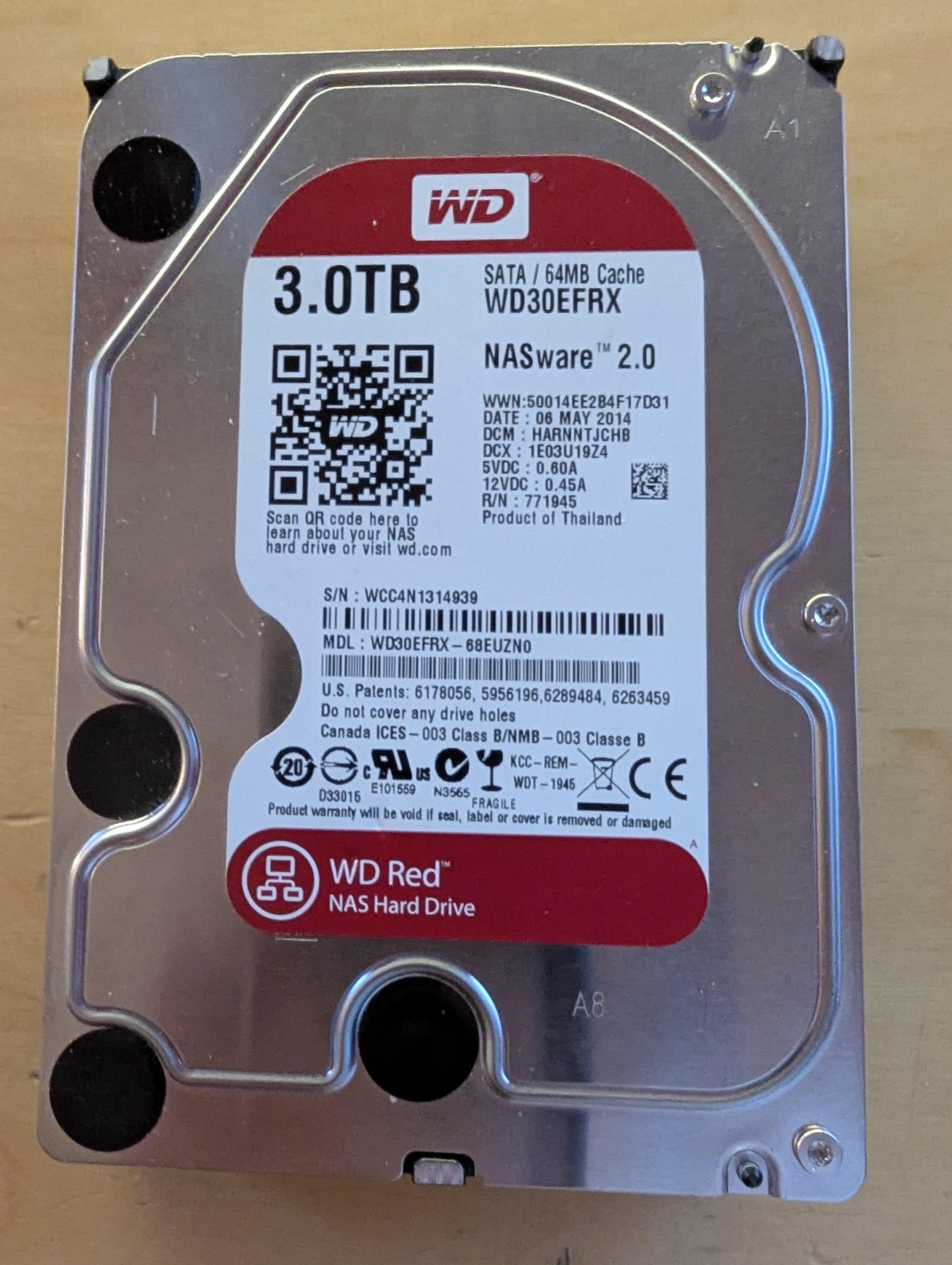 Western Digital WD 3.5" Western Digital Red 3TB SATA III 6Gbps HDD - Works great