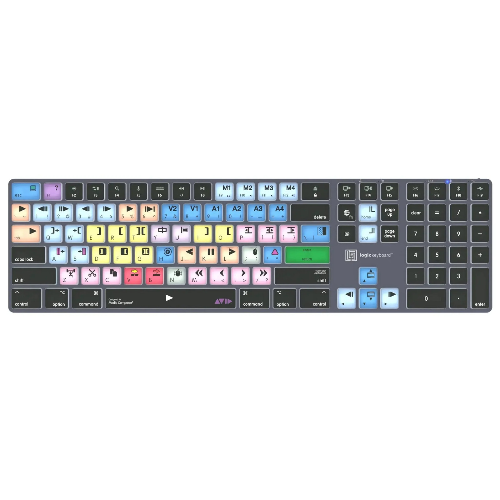 Logickeyboard Titan Wireless Backlit Shortcut Mac Keyboard for Avid Media Compos