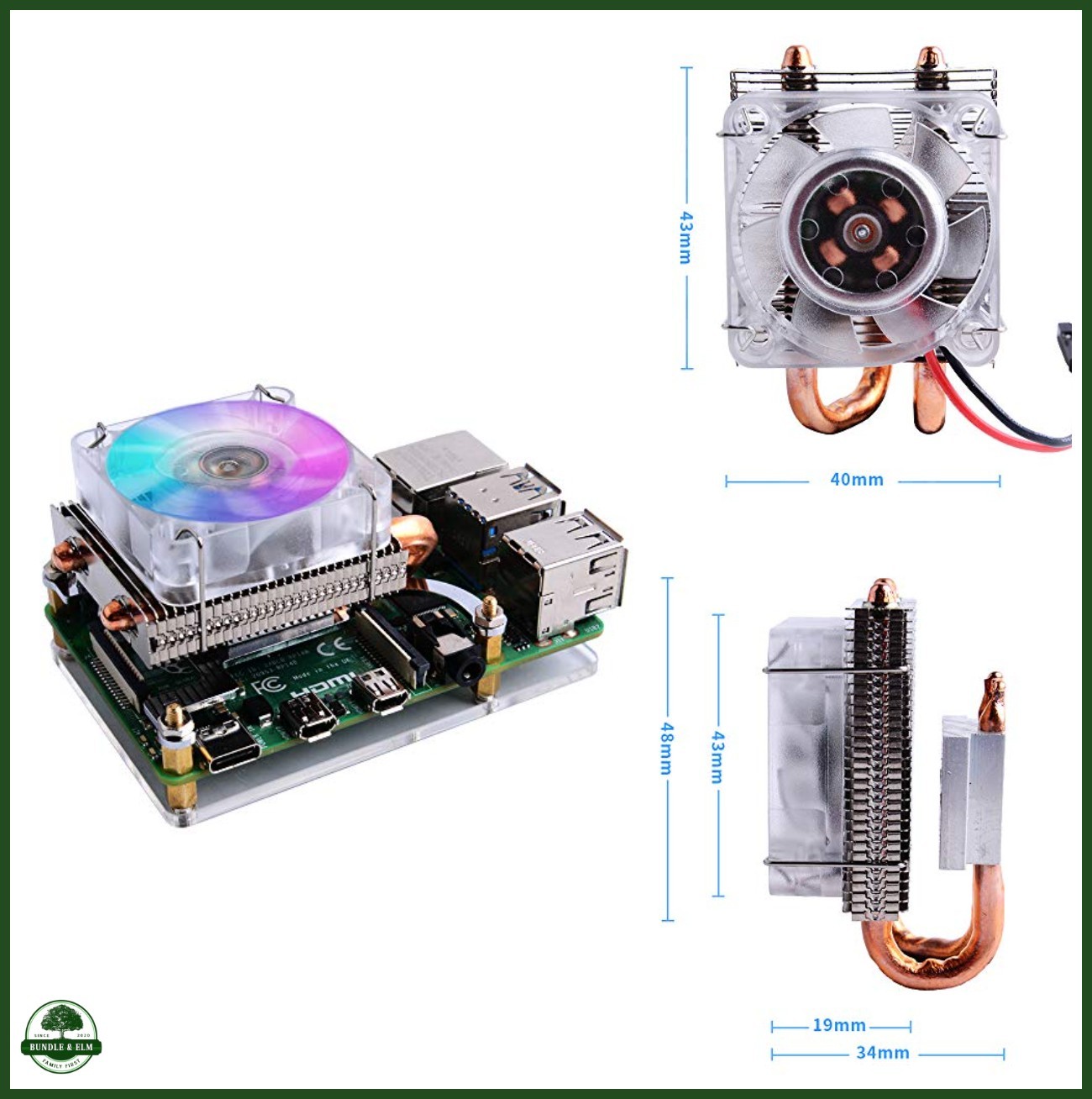 GeeekPi Low-Profile CPU Cooler with RGB PWM Fan & Aluminum Heatsink for Raspberr
