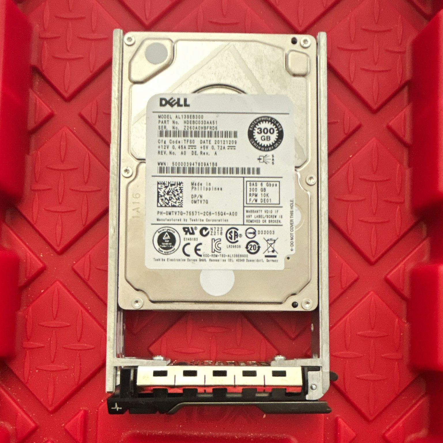 Dell 300GB 10K RPM 2.5" SAS 6Gbps HDD Hot-Swap AL13SEB300 0MTV70