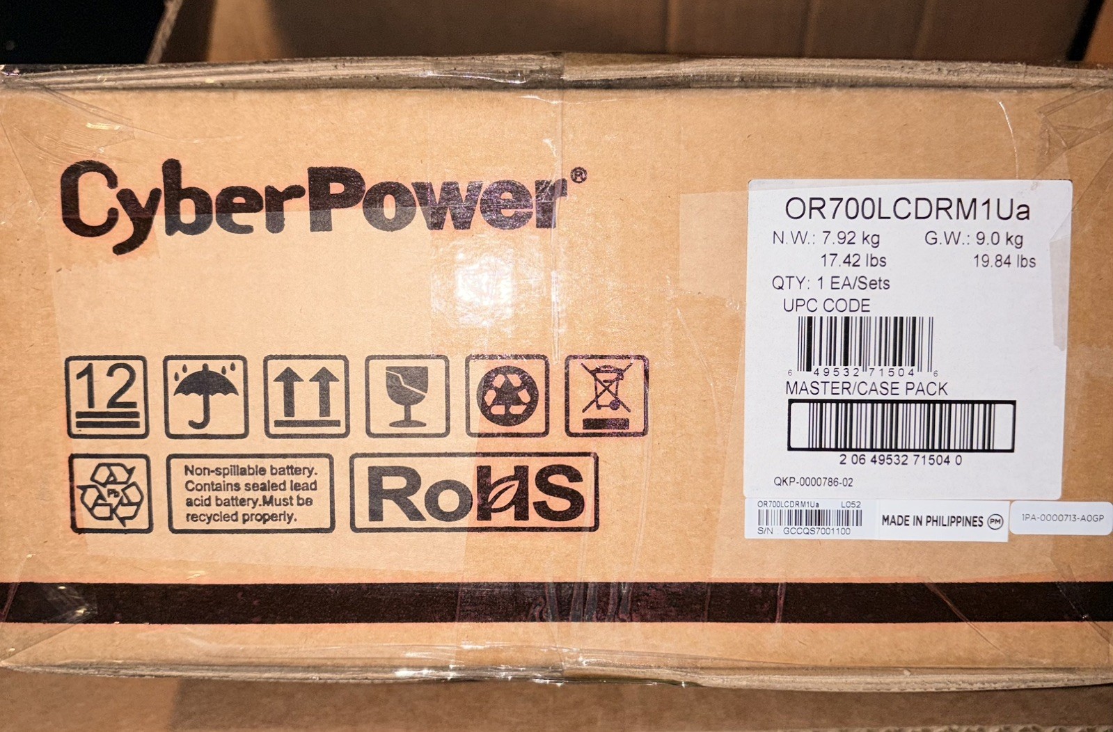 CyberPower OR700LCDRM1U Smart App LCD UPS Systems - 700VA/400W, 120 VAC