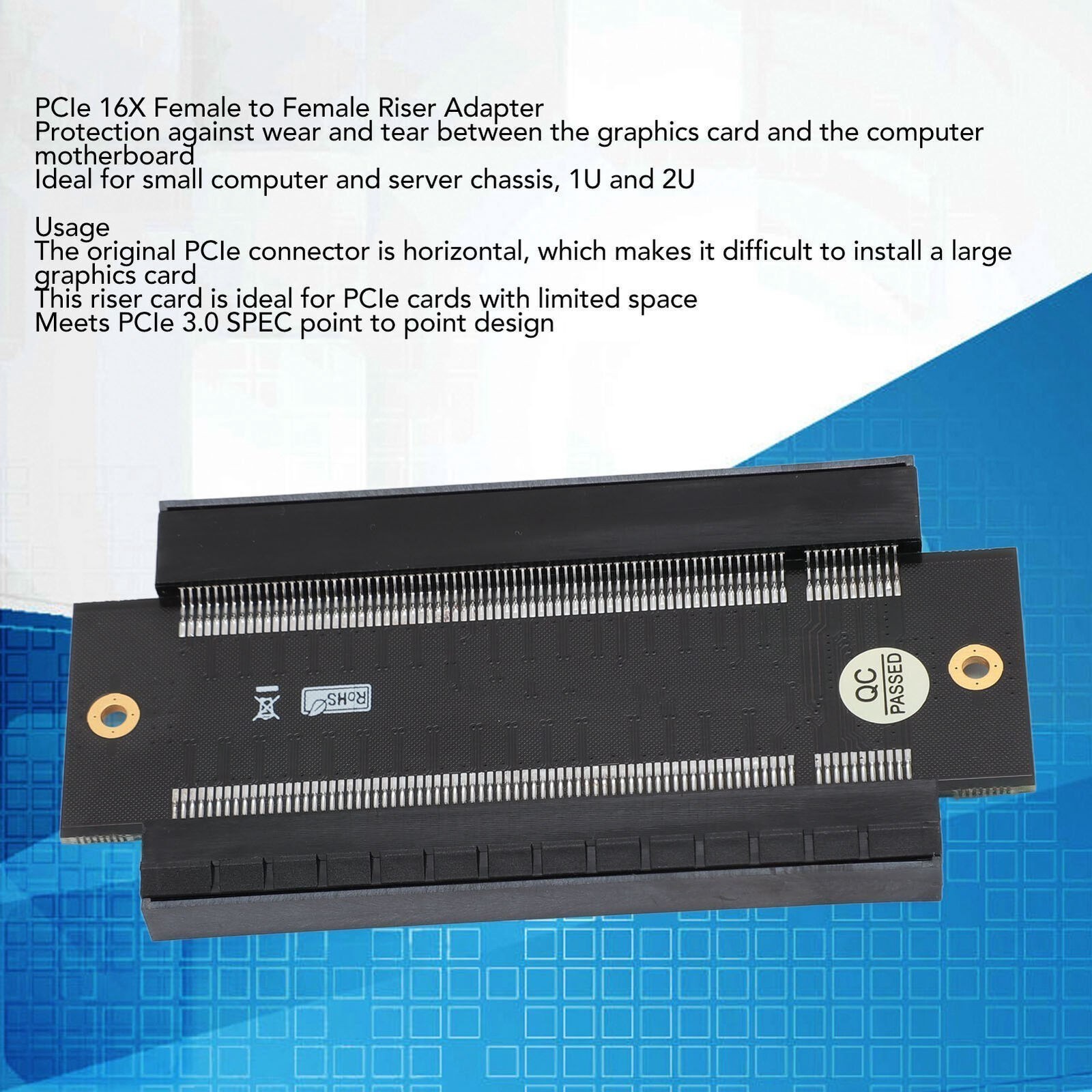 PCIe 16X Riser Adapter Female to Female PCIe 3.0 SPEC Point to Point PCI Express