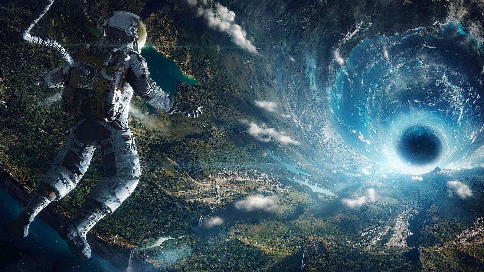 Landscape  art space science fiction wormholes astronaut Custom Gaming Mat Desk