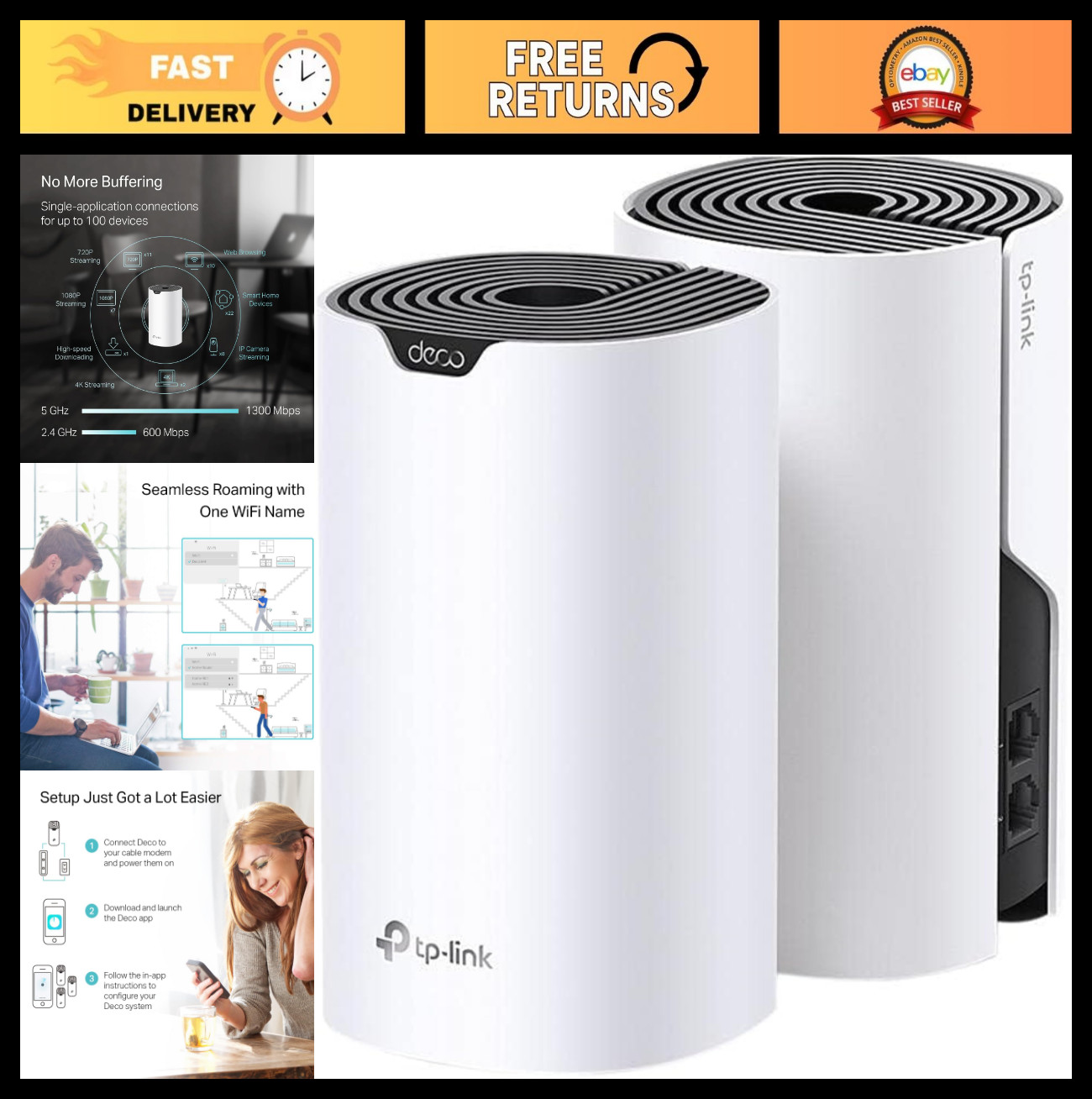 Whole Home Mesh WiFi System - Dual Pack, High-Speed Wireless Coverage, Easy Setu