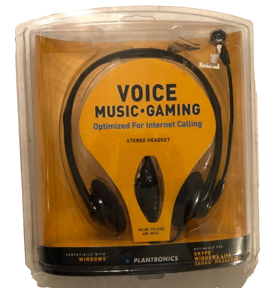 Plantronics Audio 325 Wired Noise-Canceling PC Headset for Skype Chat 2007 New