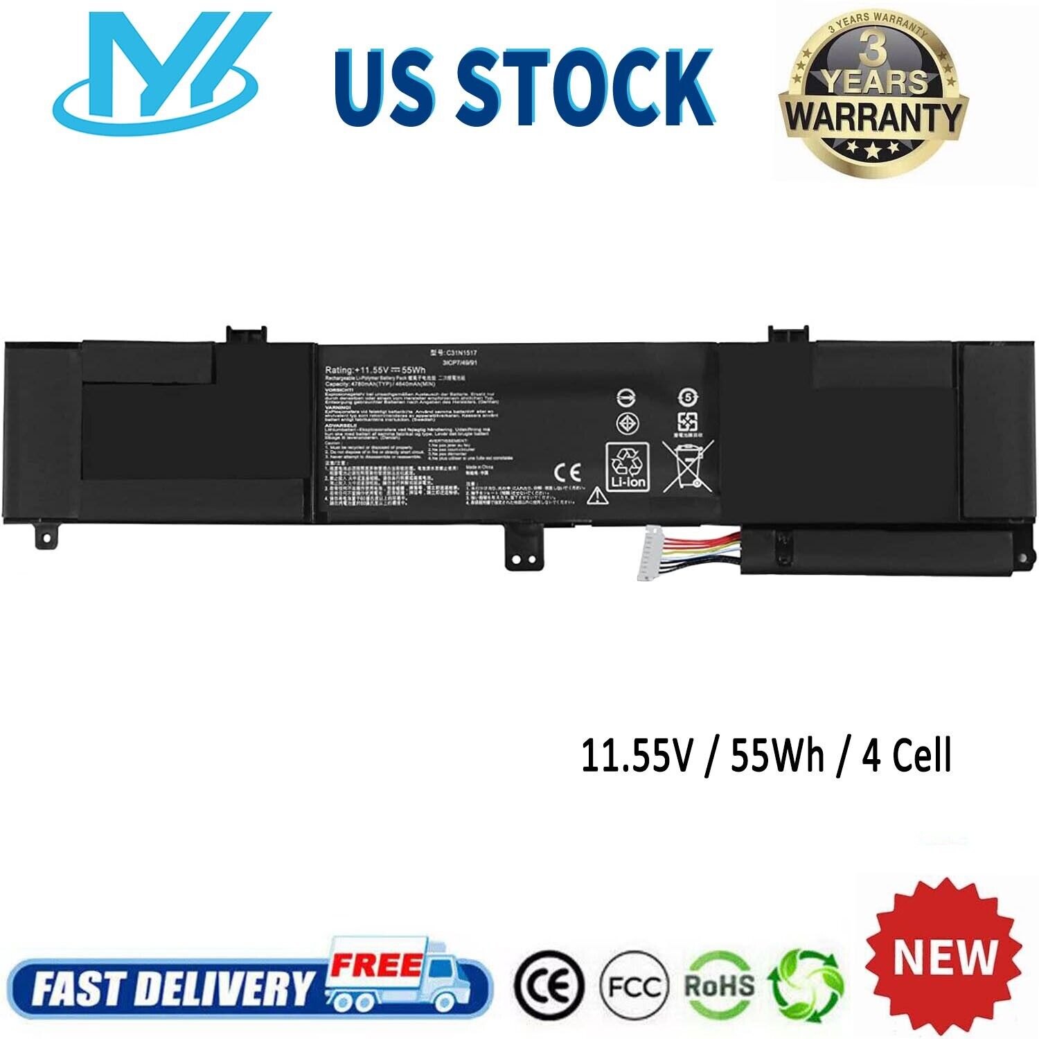 ✅C31N1517 Battery For ASUS VivoBook Flip Q304 Q304U Q304UA Q304UAK TP301 55Wh