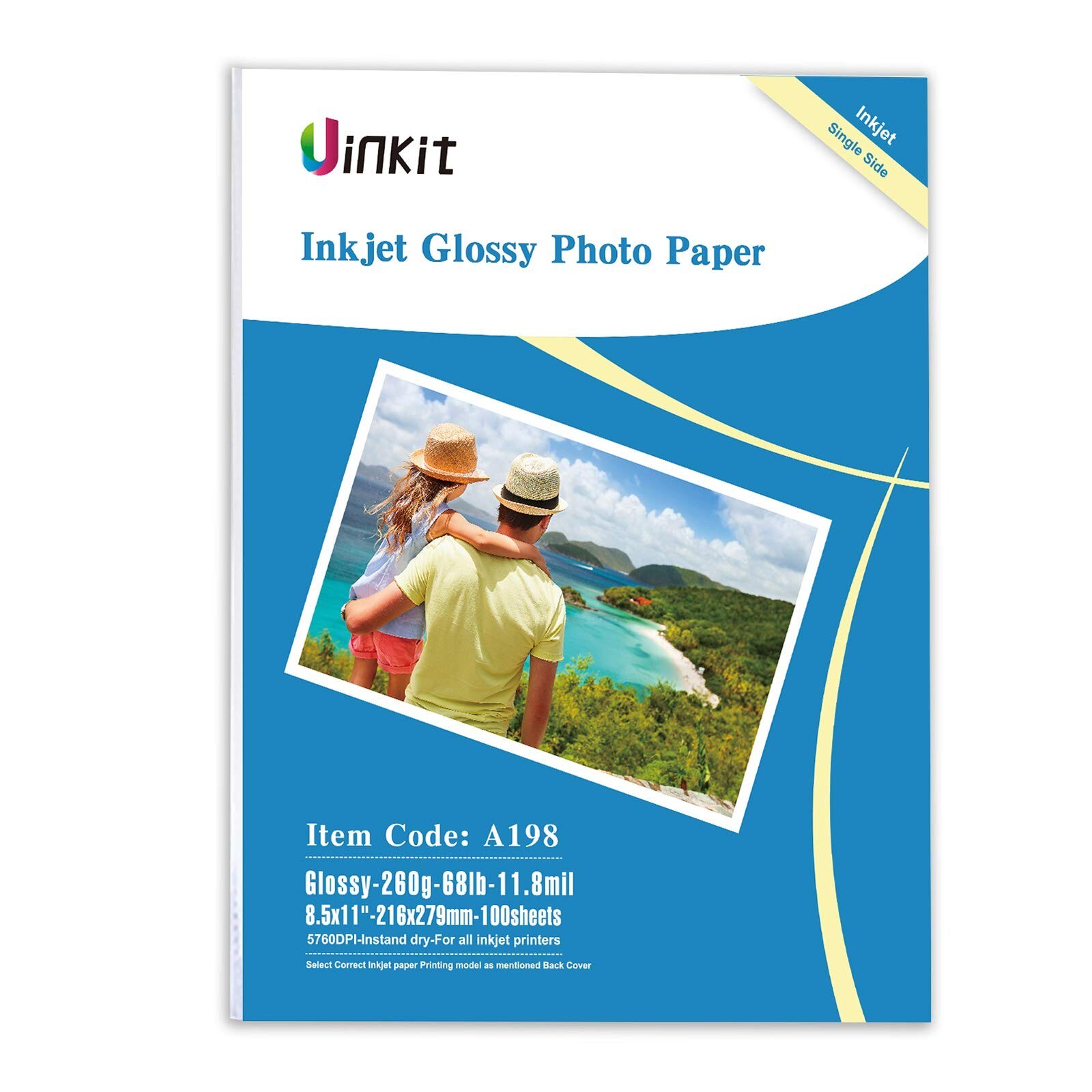Uinkit 100 Sheets Heavyweight Thick Glossy Photo Paper 8.5x11 Inkjet 68lb 260...