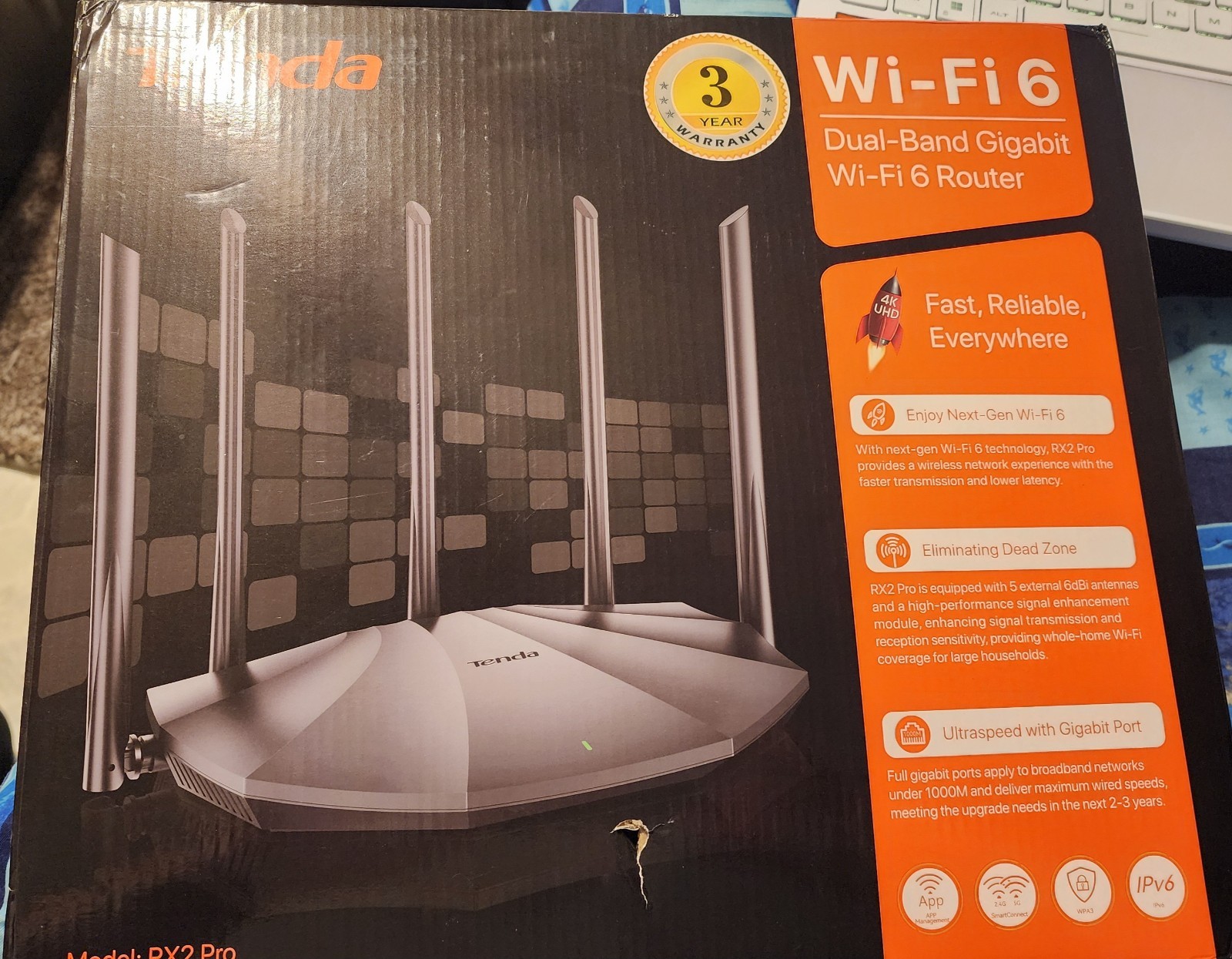 Tenda RX2 Pro WiFi 6 Router Dual Band - 5 Antennas LAN/WAN Ethernet