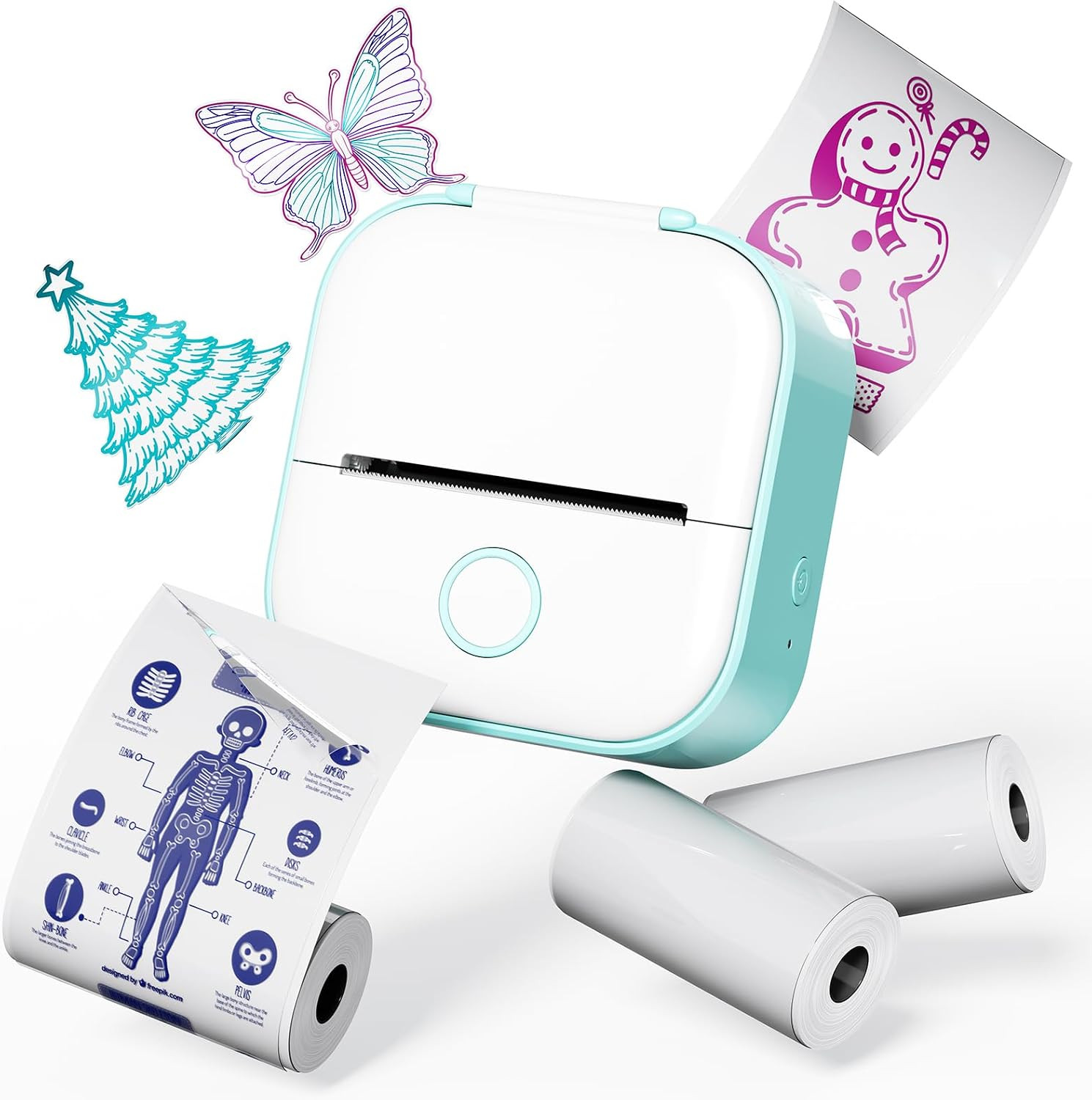 Phomemo T02 Mini Green Sticker Printer with Thermal Print Pods