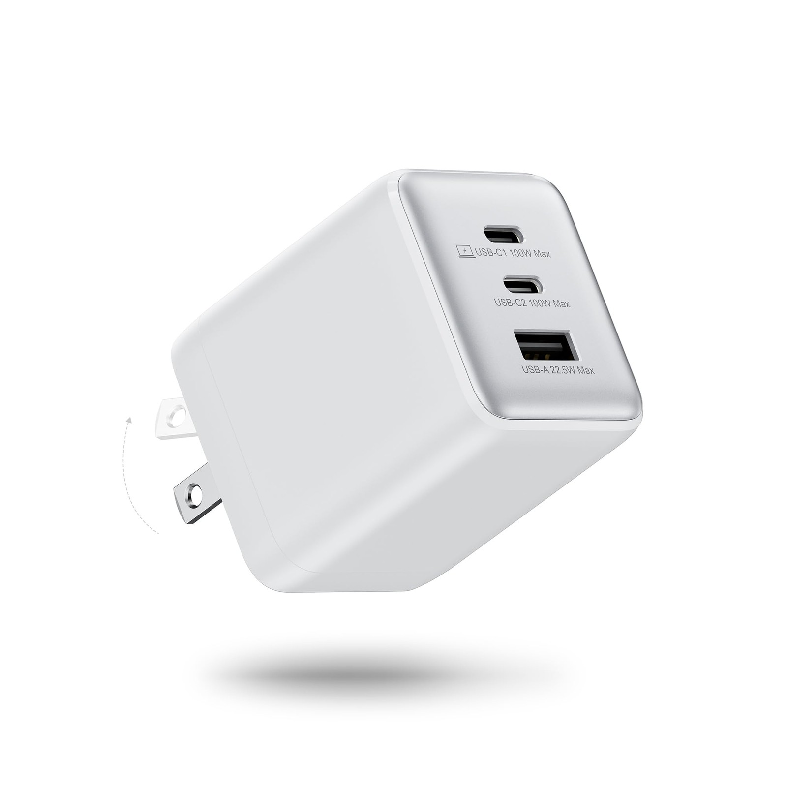 USB C Charger Block 100W 3-Port Wall Fast Charging Power Adapter White Fast