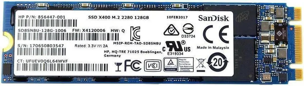 HP SANDISK 856447-001 128GB SSD X400 M.2 NVME SSD TESTED US SELLER