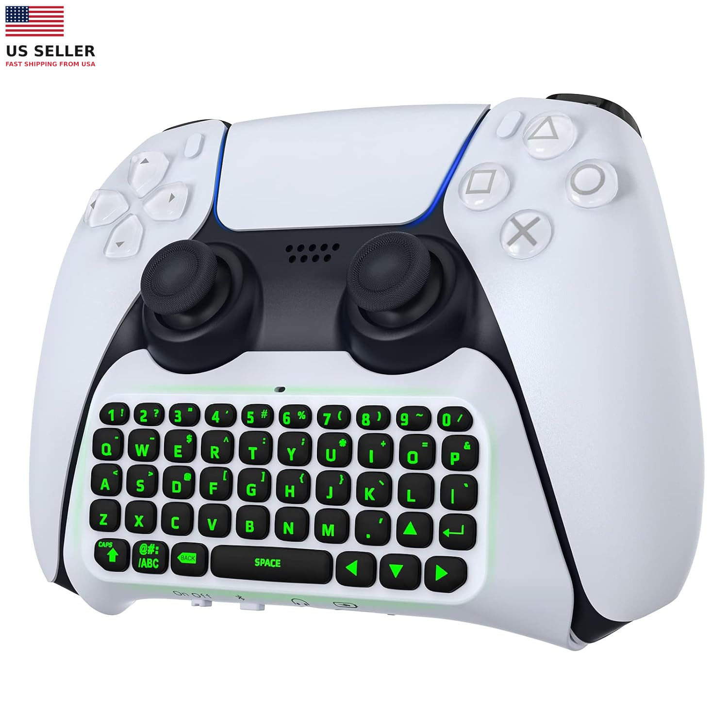 Keyboard for PS5 Controller with Green Backlight, Bluetooth Wireless Mini