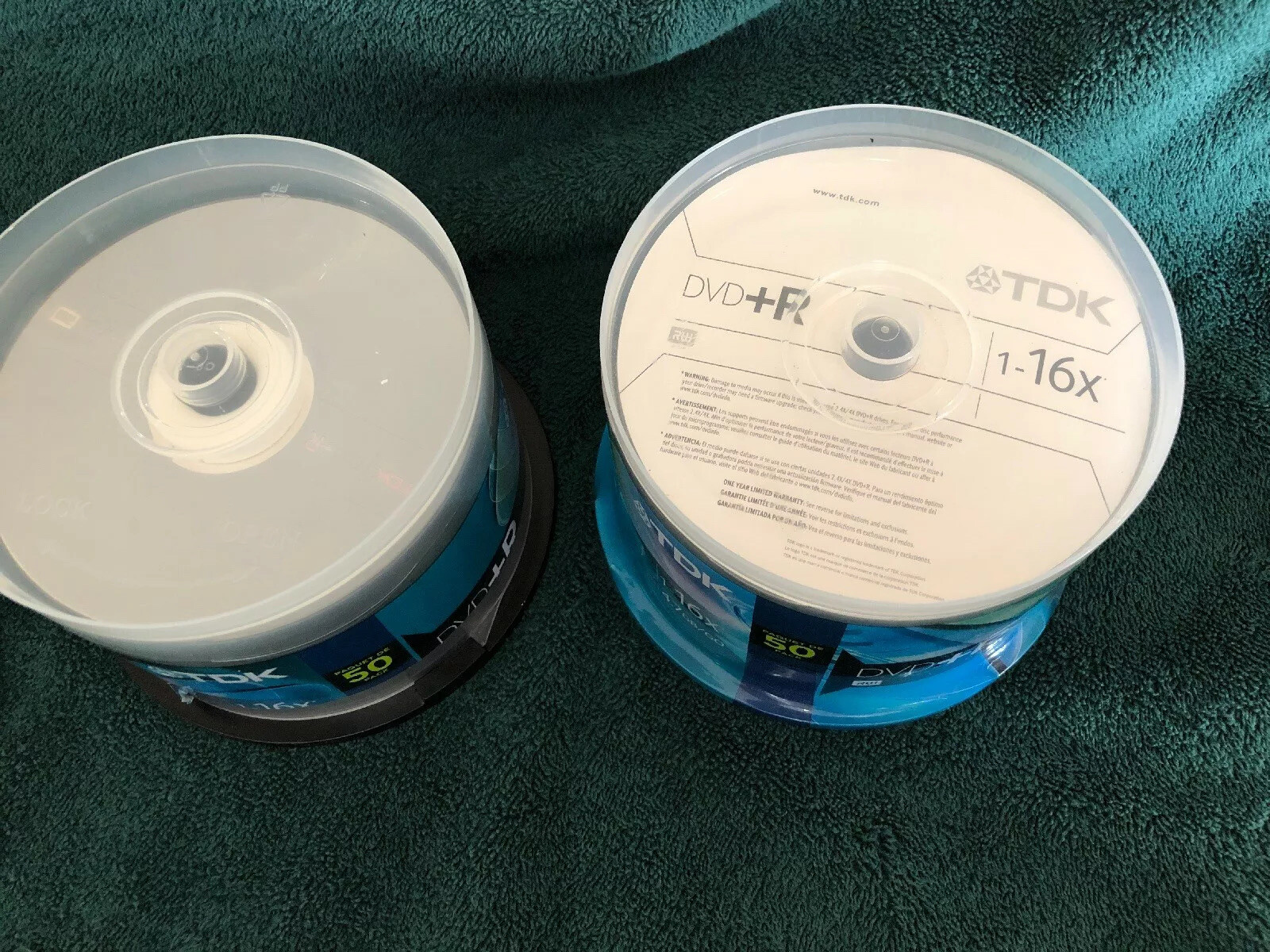 One New Sealed TDK DVD+R 50 pack 16x 4.7gb Spindle And One Used With 45 Count