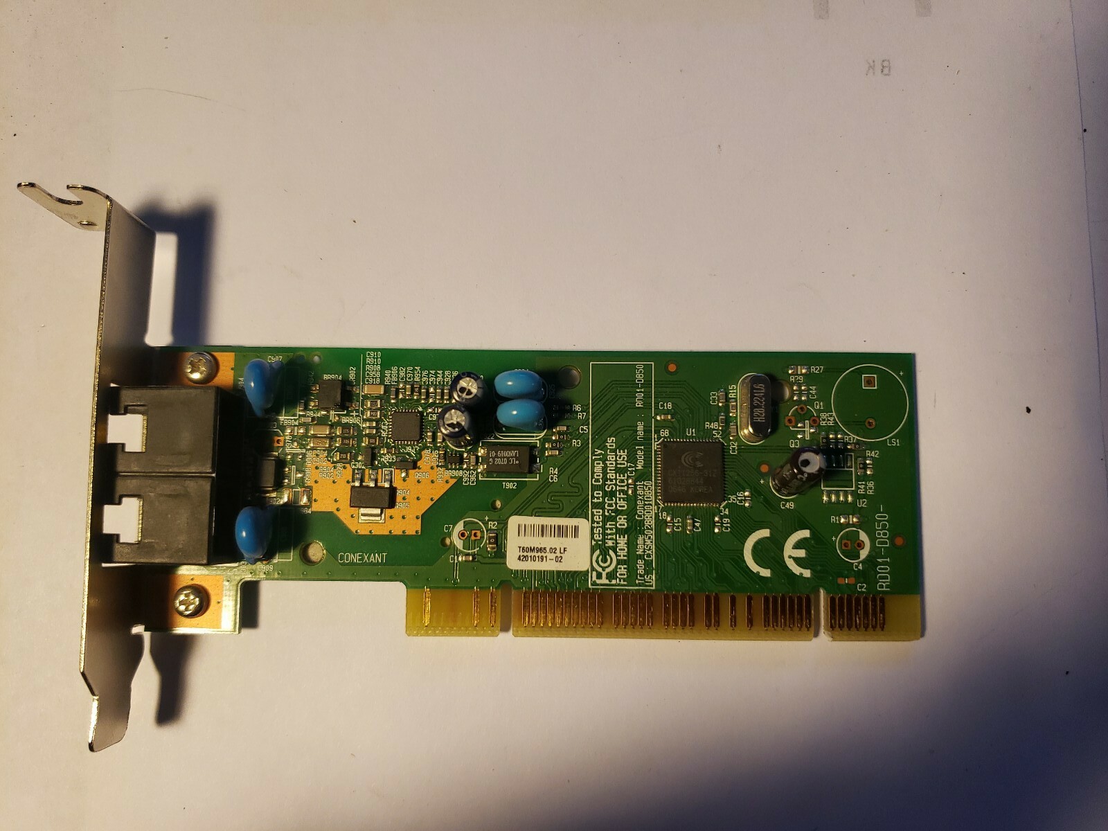 Conexant RD01-D850 56K V.92 PCI Data Fax Modem E229493