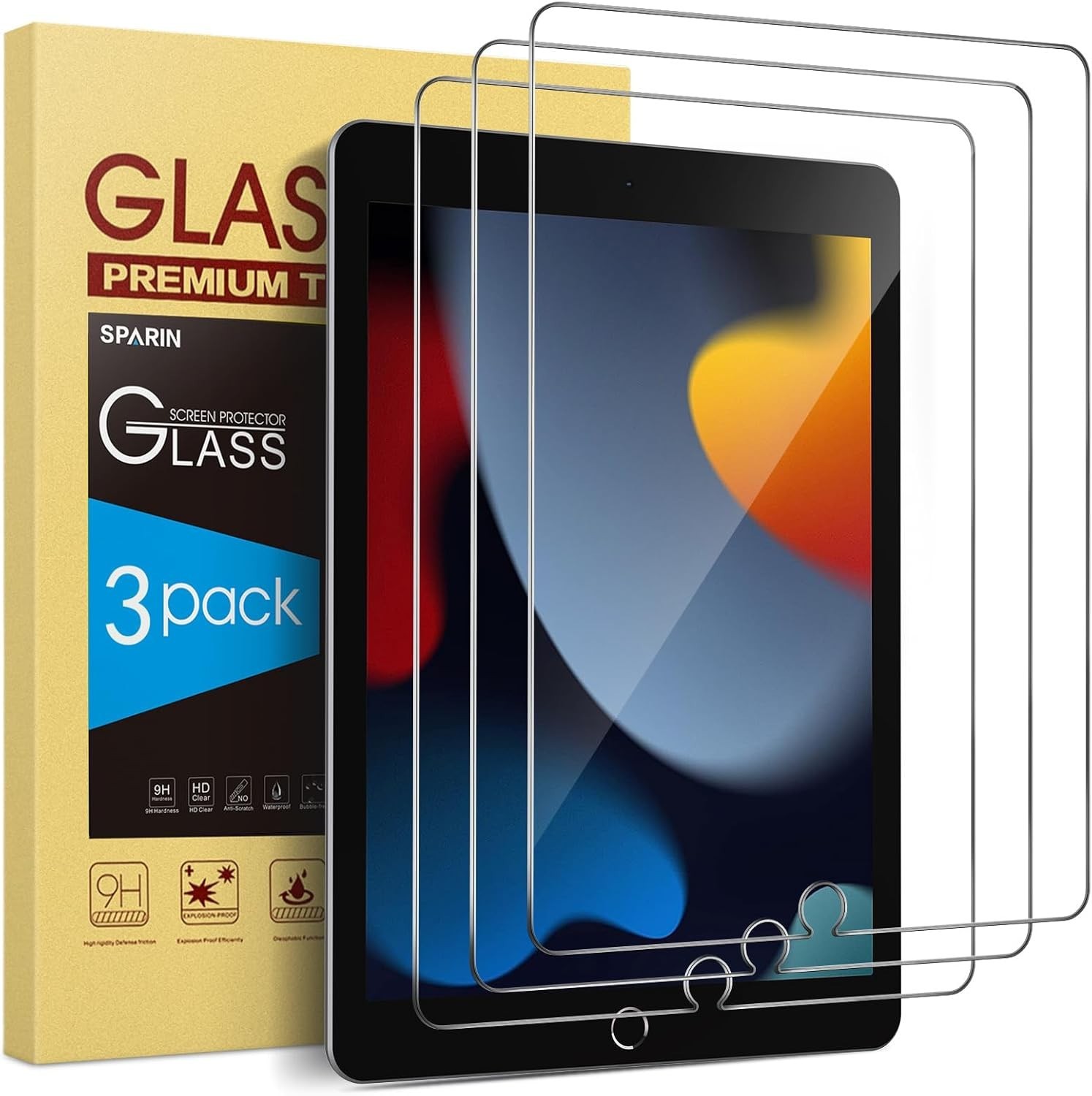 3 Pack Tempered Glass For 10.2 iPad 7/8th Gen Screen Protector Full Body 9H HD