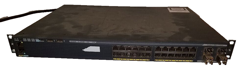 Cisco WS-C2960X-24PS-L 2960X 24-Port Gigabit PoE+ w/ Power Cord OEM Genuine Used