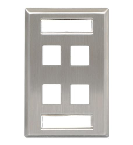 ICC ICC-IC107S04SS FACEPLATE- ID- STAINLESS- 1-GANG- 4-PORT