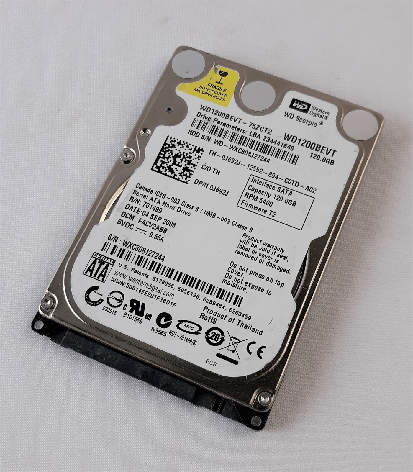 Western Digital WD1200BEVT-75ZCT2 Hard Drive