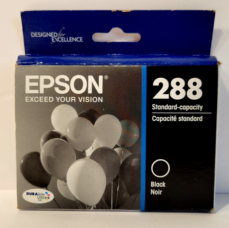 Printer Ink Epson 288 DURABrite Ultra Noir Black Cartridge Sealed NEW Exp 8/25