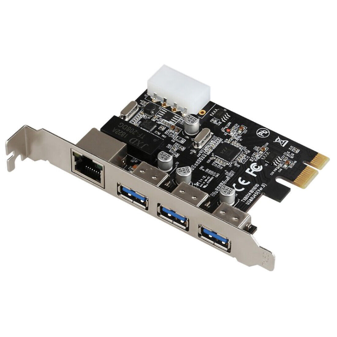 PCI-E to External 3 Ports USB 3.0 HUB+RJ-45 Ethernet Network Card PCI LAN Adapte