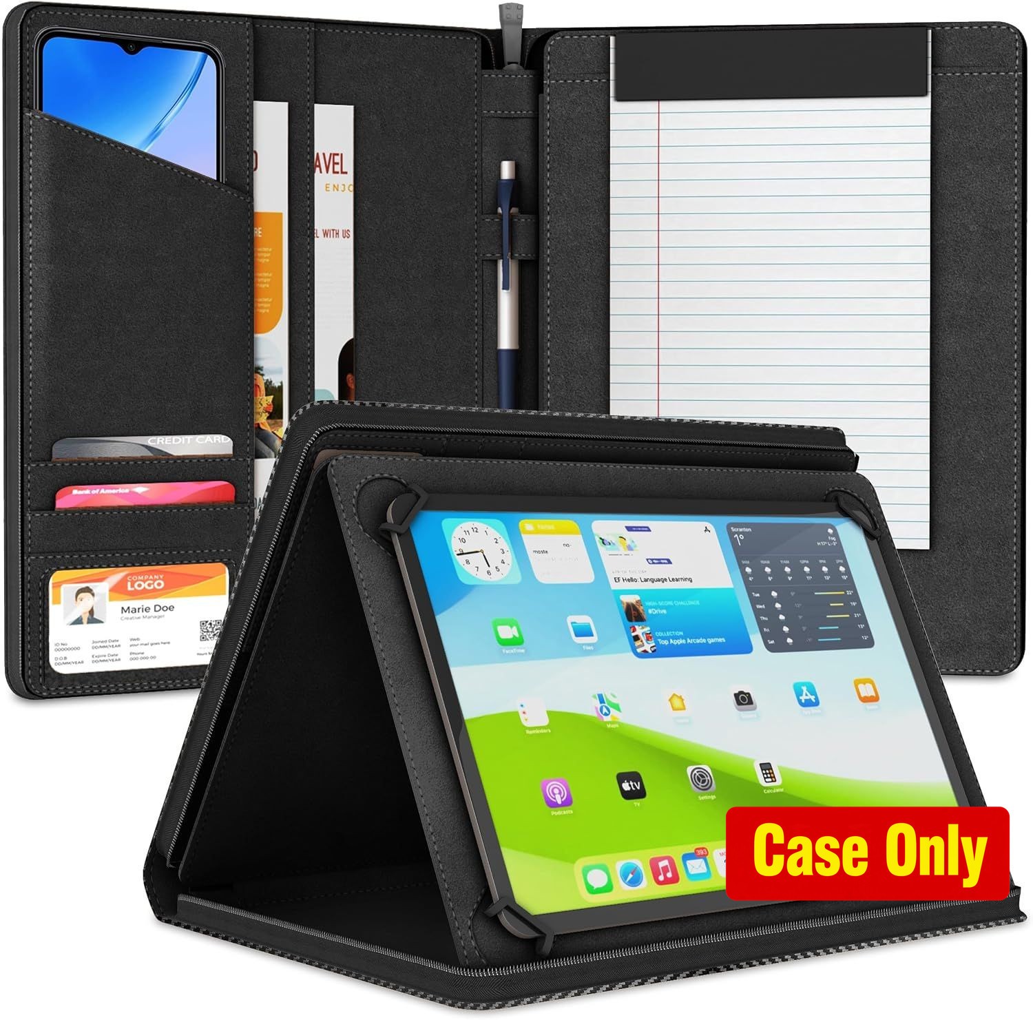Case for iPad 10th 11th Gen, iPad Pro 11 - Tablet Portfolio Organizer with Notep