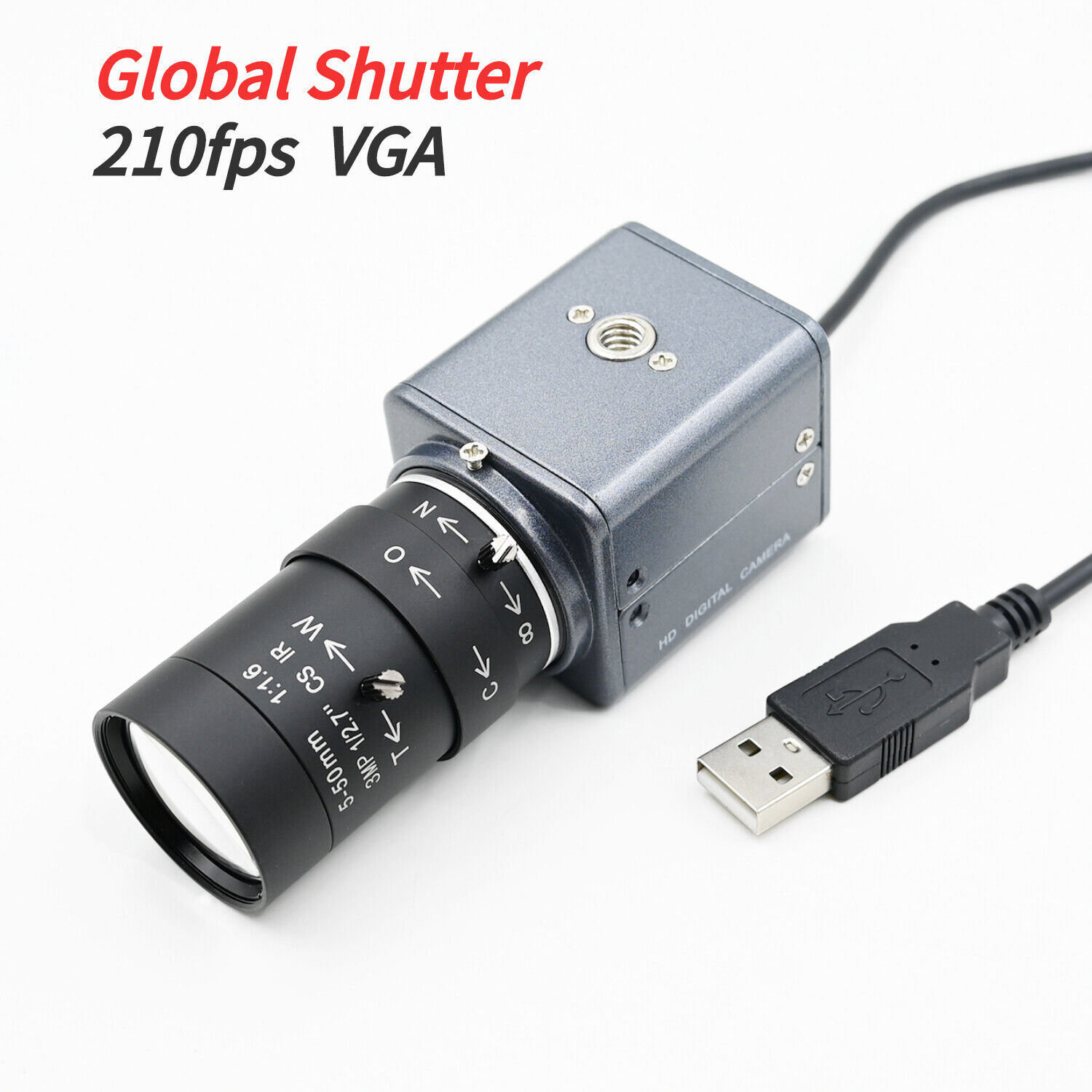 Global Shutter 210fps Monochrome VGA Mini USB Camera With 5-50mm 2.8-12mm lens